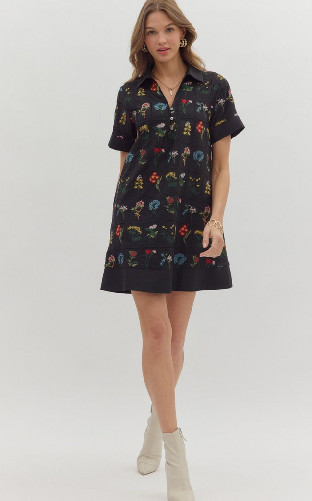 FLORAL DRESS - BLACK