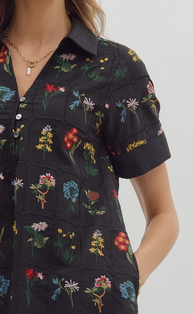 FLORAL DRESS - BLACK