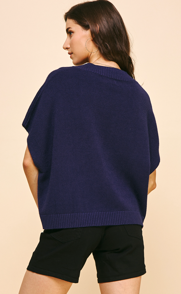 DROP SHOULDER SWEATER TOP - NAVY