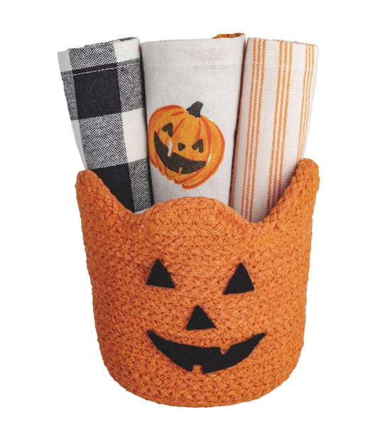 PUMPKIN HALLOWEEN TOWEL BASKET SET