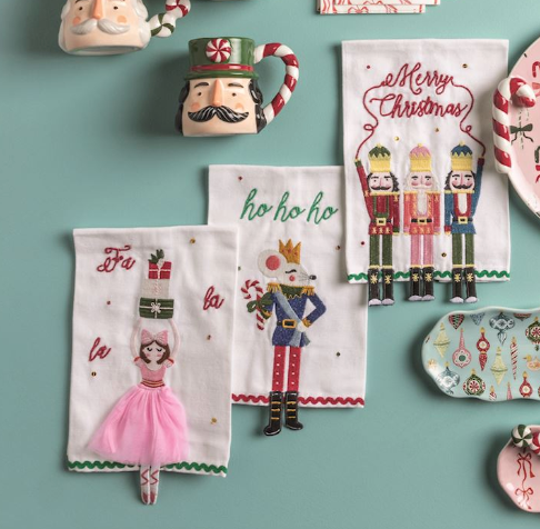 HOLIDAY EMBROIDERY DANGLE TOWELS - 3 STYLES