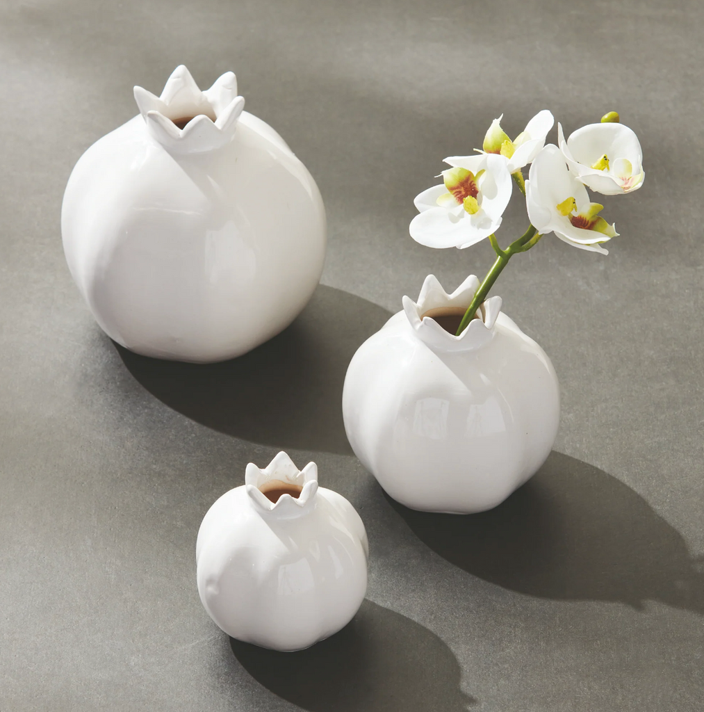POMONA BUD VASES - WHITE - 3 SIZES - IN STORE PICK UP ONLY!