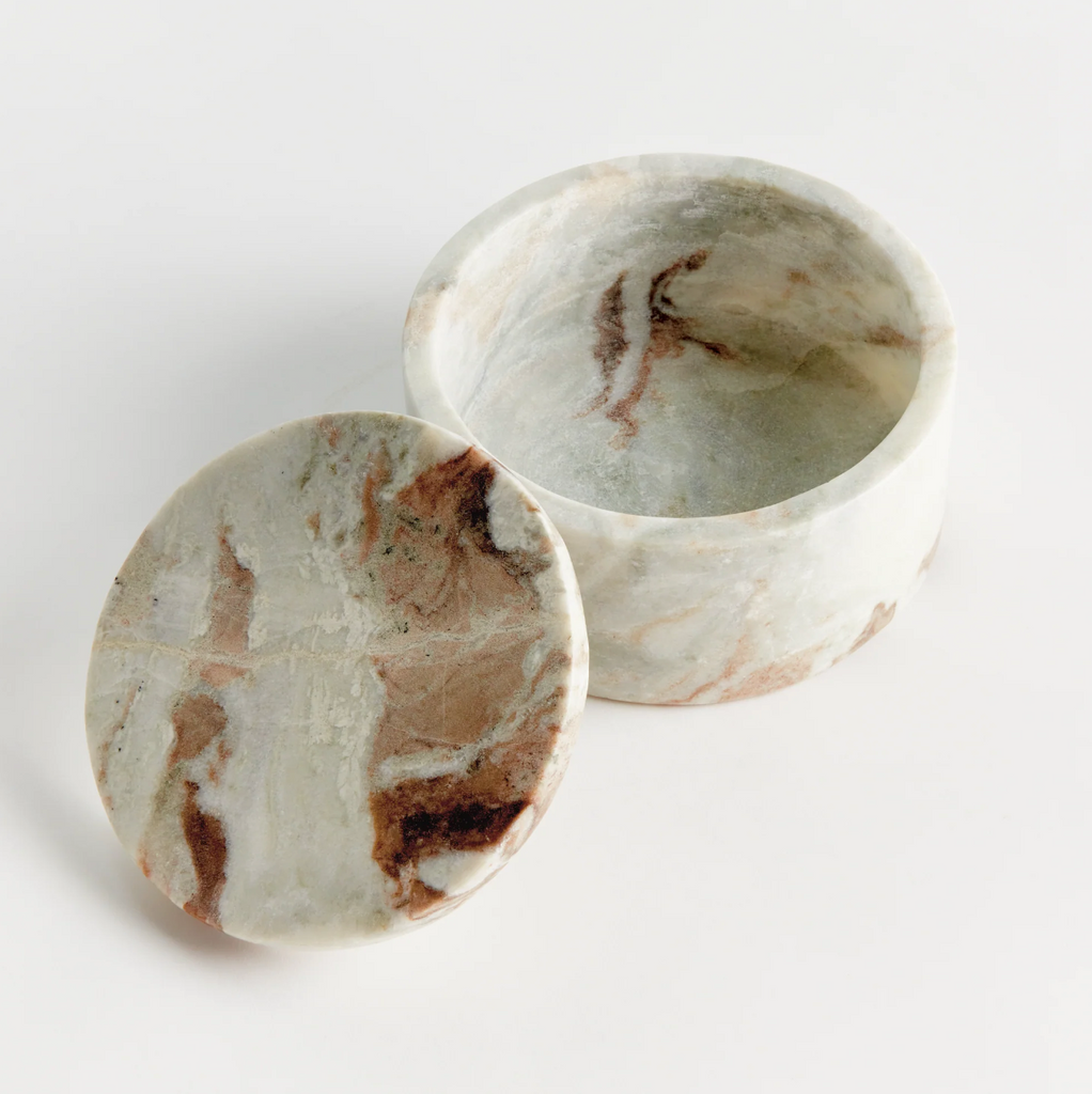 JAQUELINE MARBLE ROUNDED LIDDED BOX - IN STORE PICK UP ONLY