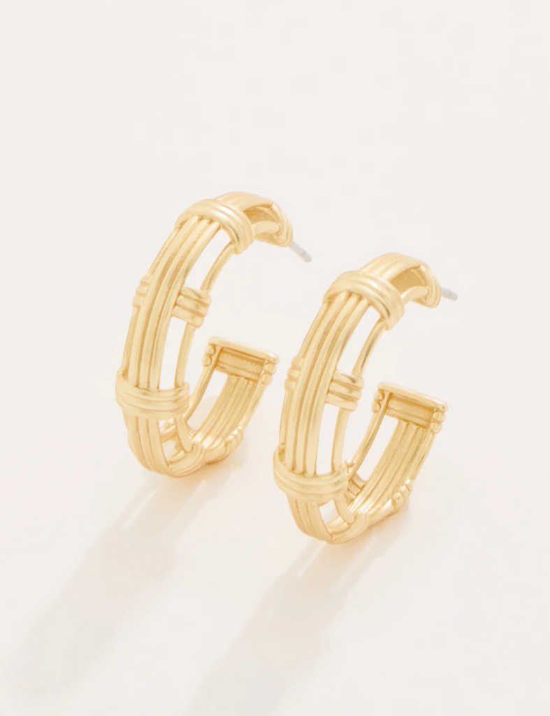BASKET WEAVE HOOP EARRINGS GOLD