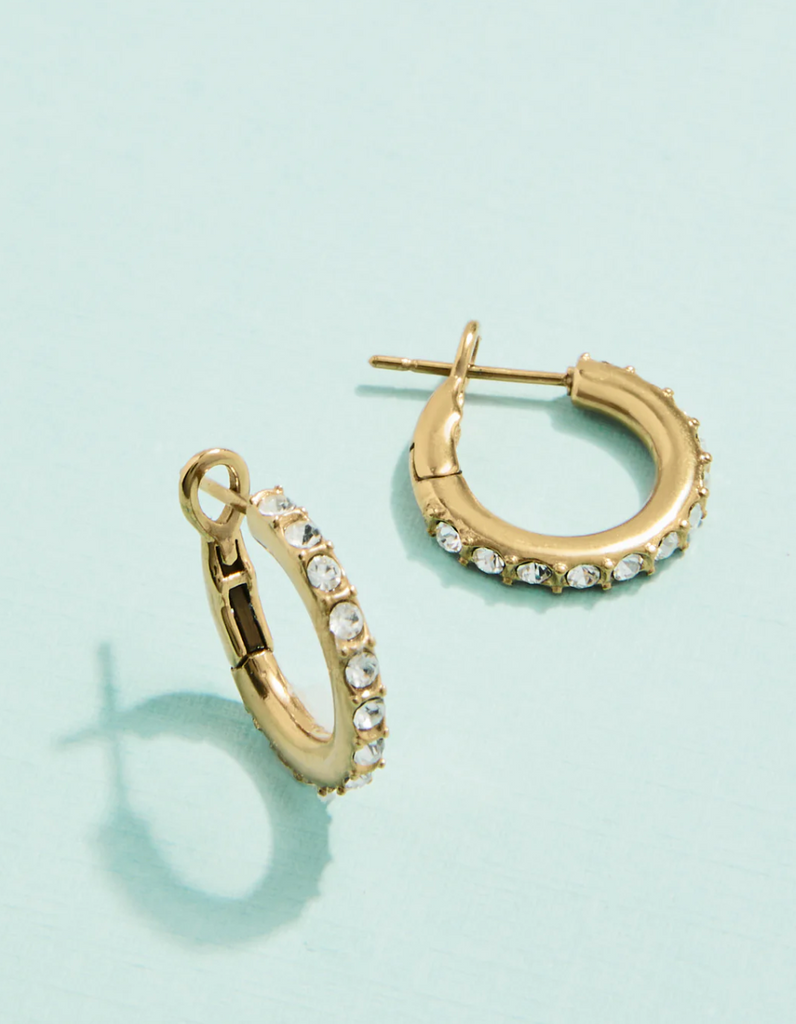 CLASSIC GEM HOOP EARRINGS 16MM CRYSTAL
