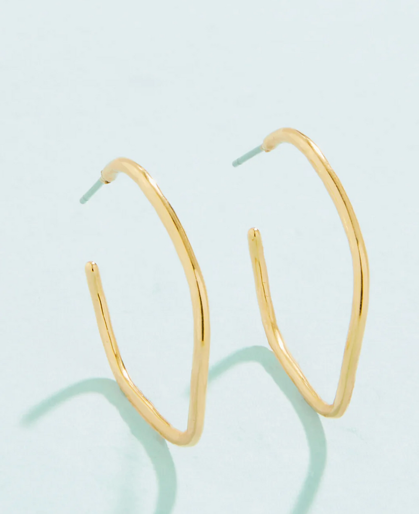 RIPPLE WAVE HOOP EARRINGS 32MM GOLD