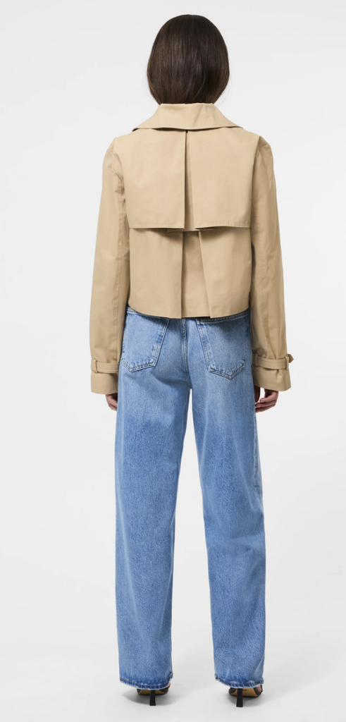 CROPPED TWILL TRENCH - KHAKI