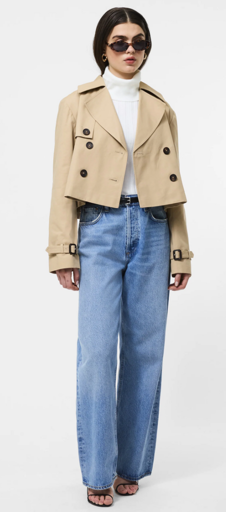 CROPPED TWILL TRENCH - KHAKI