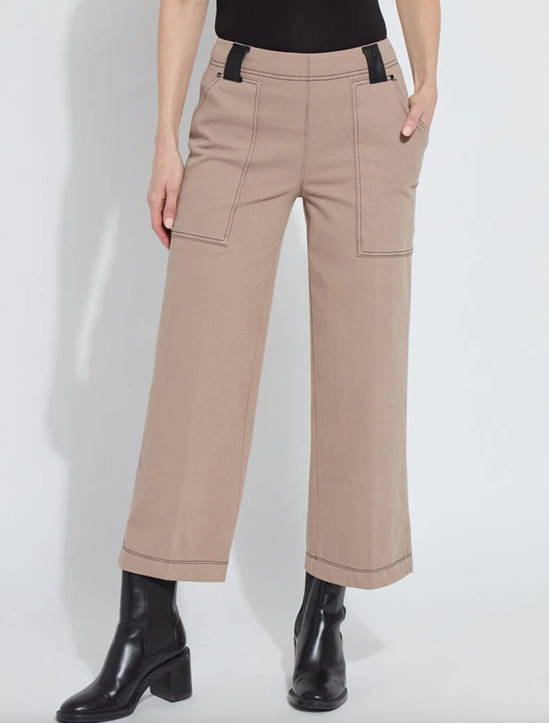 LYSSE' VALERIE WIDE LEG CROP DENIM - TIMELESS TAUPE