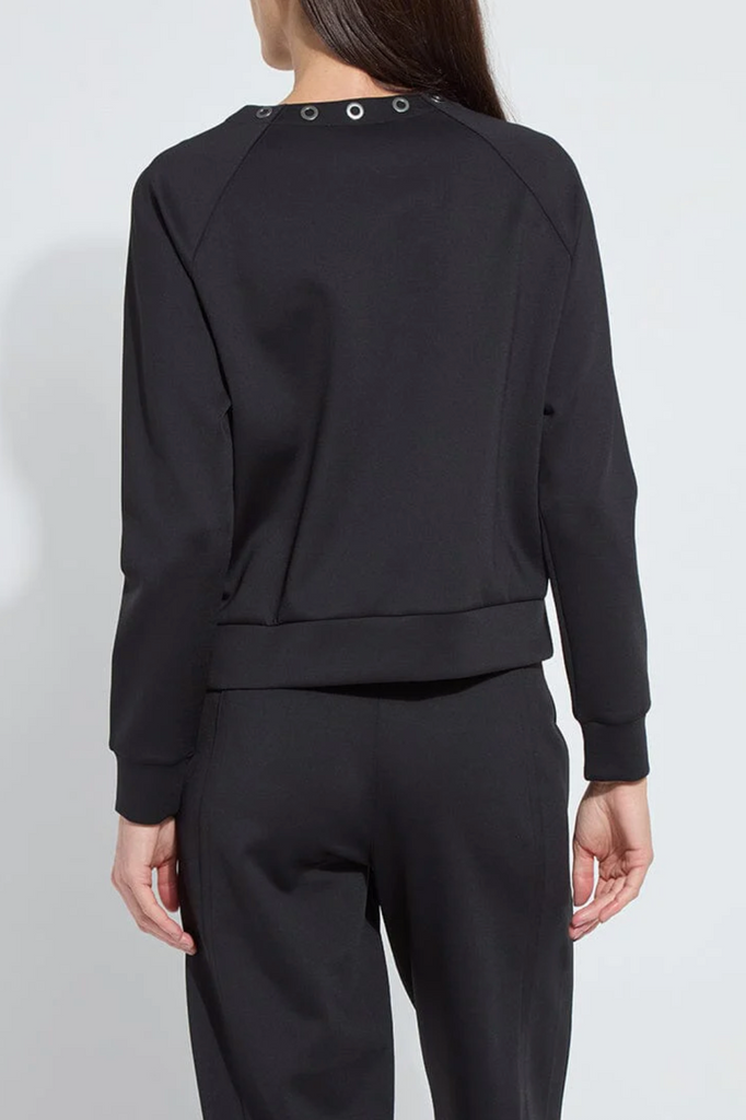 LYSSE' DESI GROMMET DETAIL NEOPRENE PULLOVER - BLACK