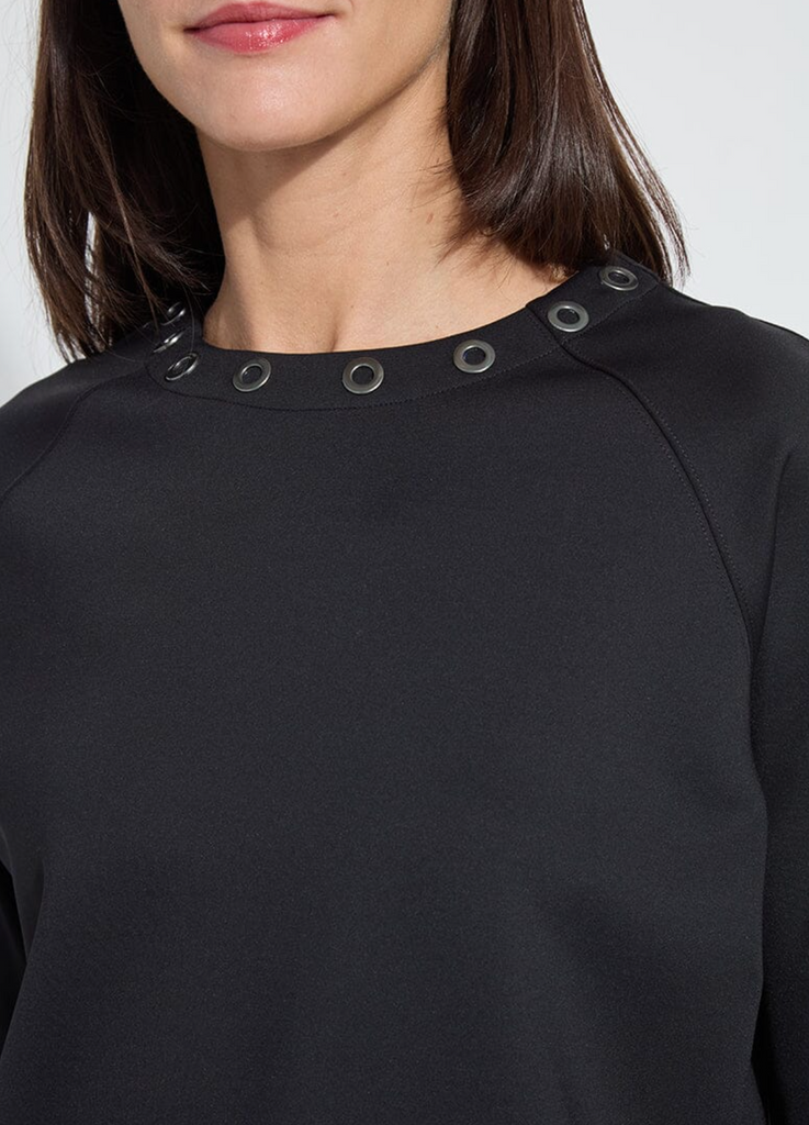 LYSSE' DESI GROMMET DETAIL NEOPRENE PULLOVER - BLACK