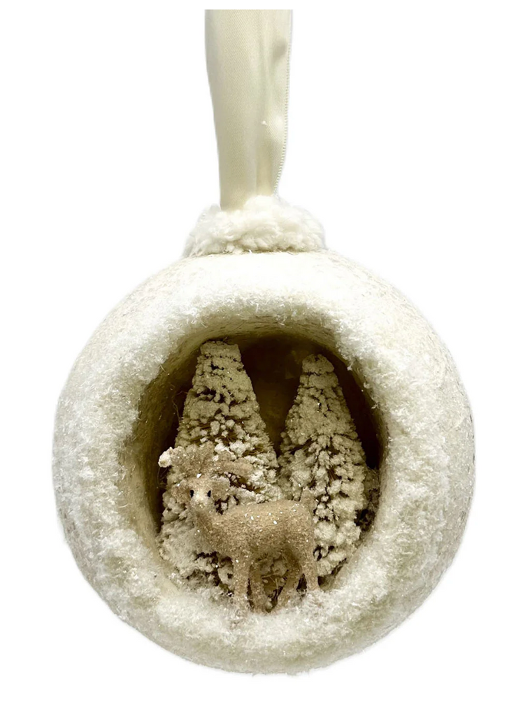 PEEK-A-BOO ORNAMENT - CREAM DEER