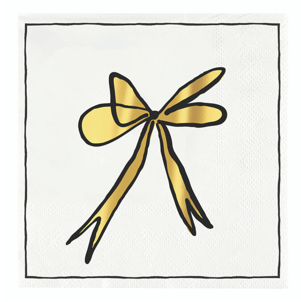 COCKTAIL NAPKINS - GOLD BOW