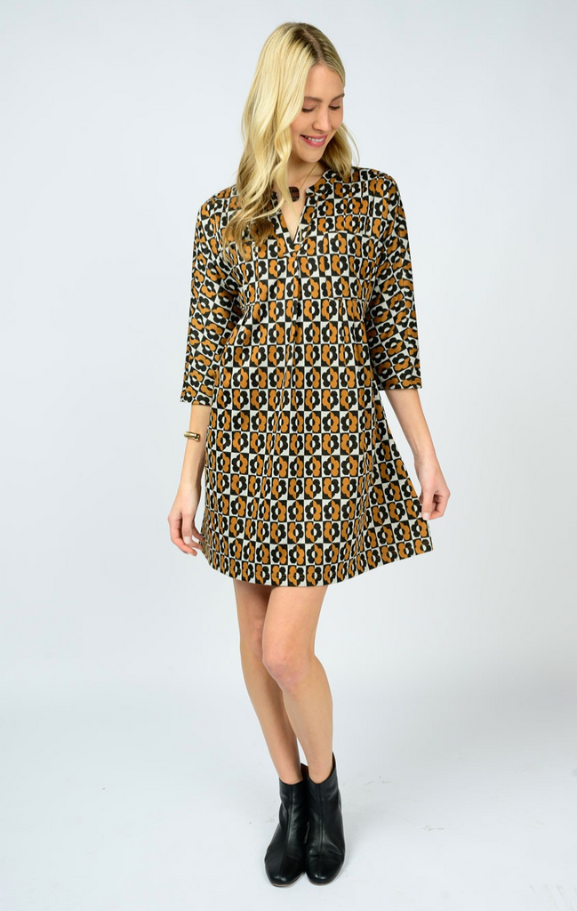 FLOWER BLOCKS DRESS - BLACK