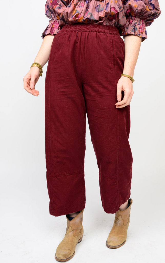 PINWALE CORDUROY PULL ON BARREL PANTS - WINE