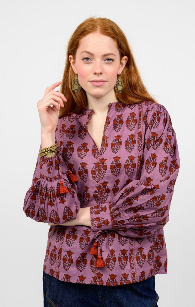 MULTI STITCHED TOP - PLUM