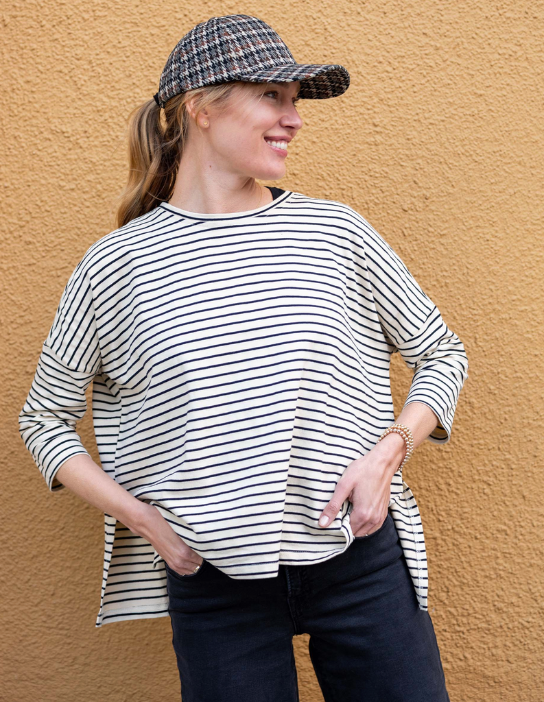 CATALINA SLUB TEE - CREAM/BLACK