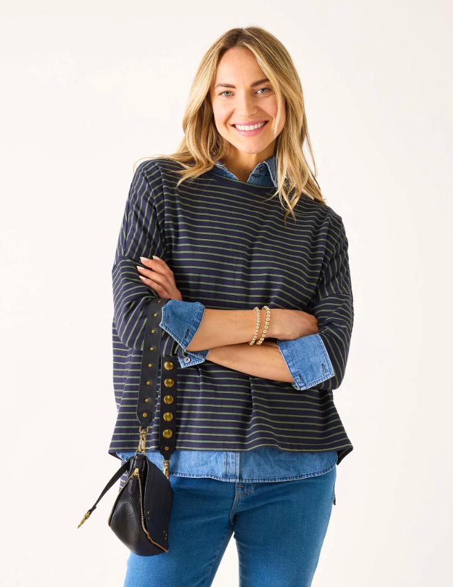 CATALINA SLUB TEE - NAVY/LIGHT OLIVE