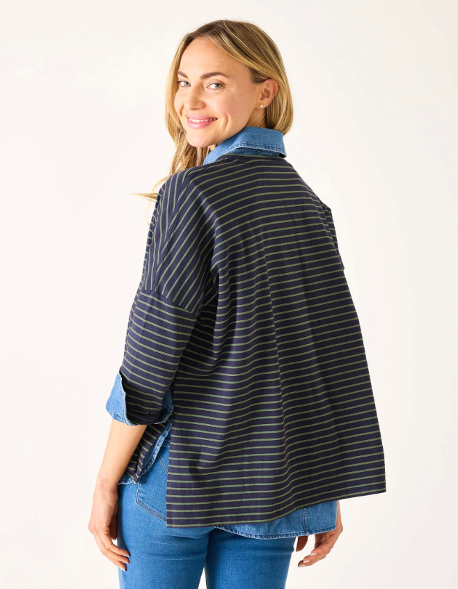 CATALINA SLUB TEE - NAVY/LIGHT OLIVE