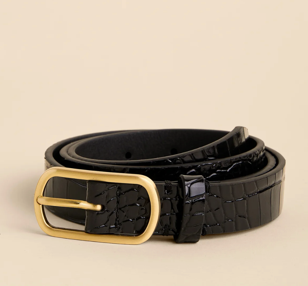 SIREN SKINNY BELT - CROCODILE BLACK