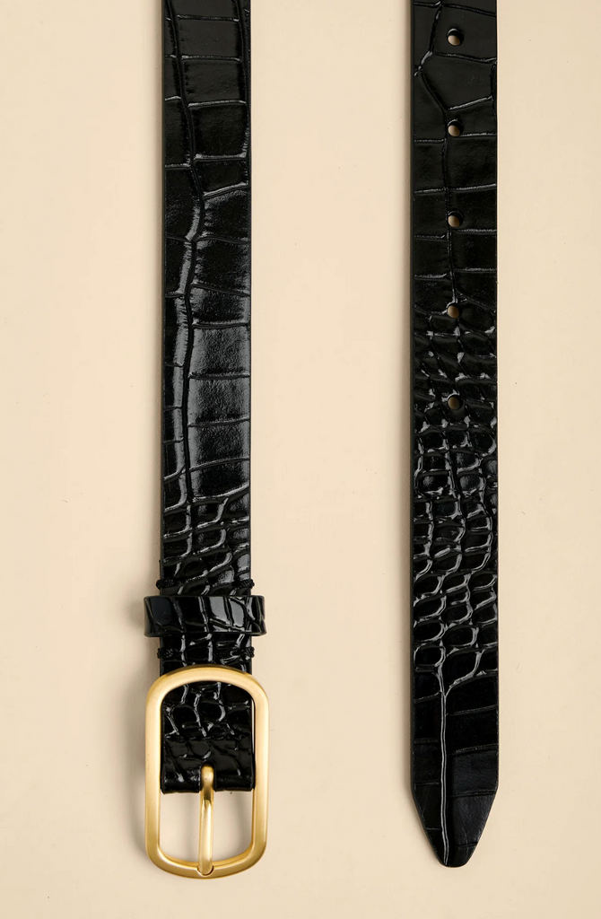 SIREN SKINNY BELT - CROCODILE BLACK