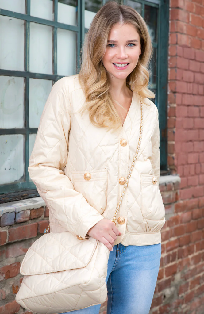 JOHYA PUFFER JACKET AND MATCHING CROSSBODY - BEIGE