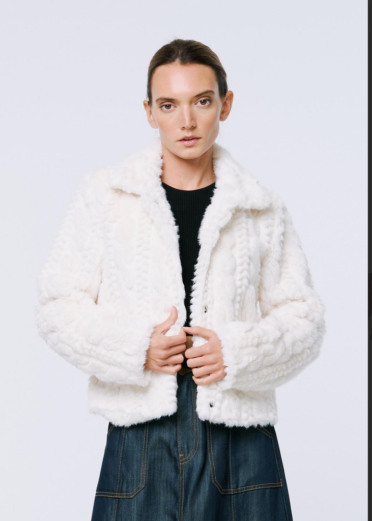 IRINI CABLE FUR JACKET - CREAM