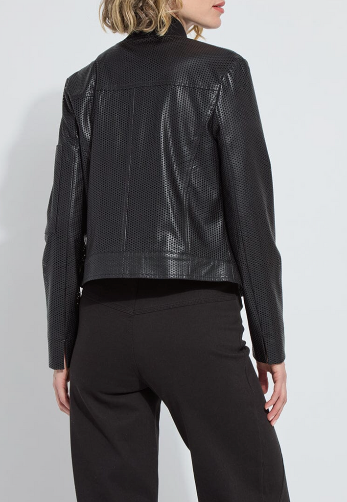 LYSEE' MILLICENT PERFORATED VEGAN LEATHER JACKET - BLACK