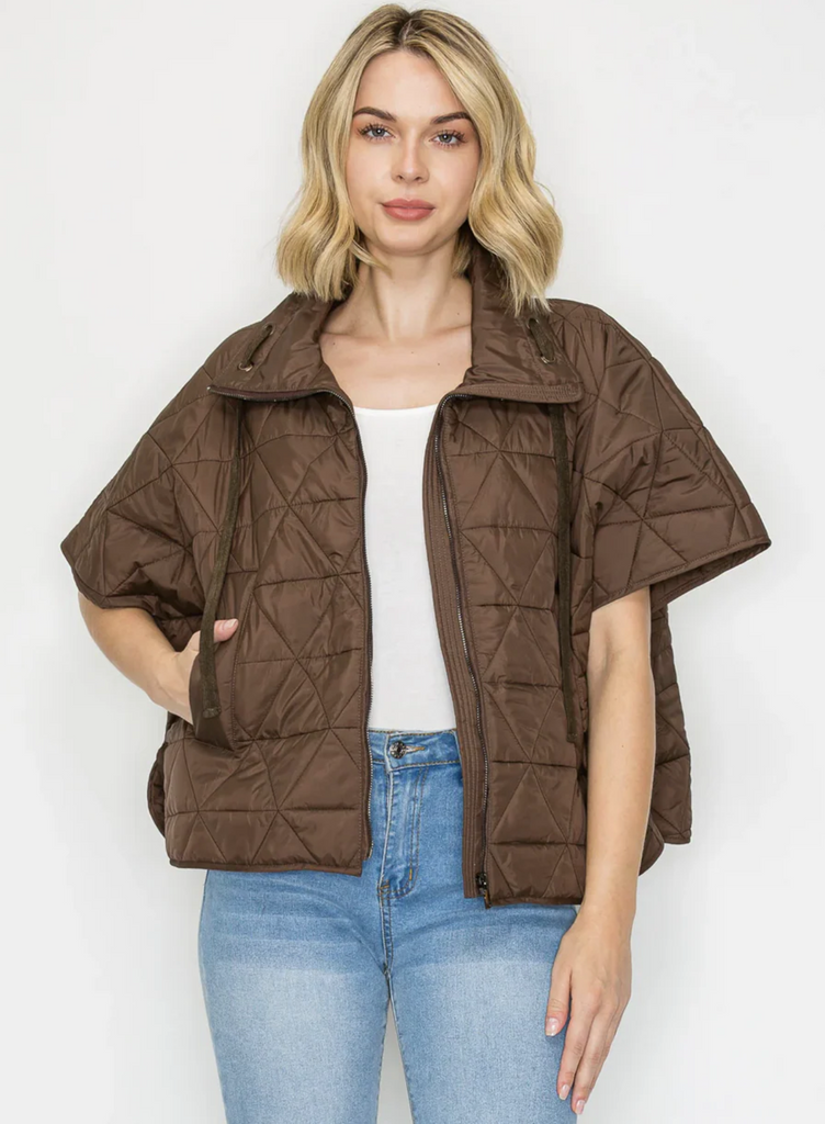 JAMEL SHORT SLEEVE PUFFER JACKET - UMBER