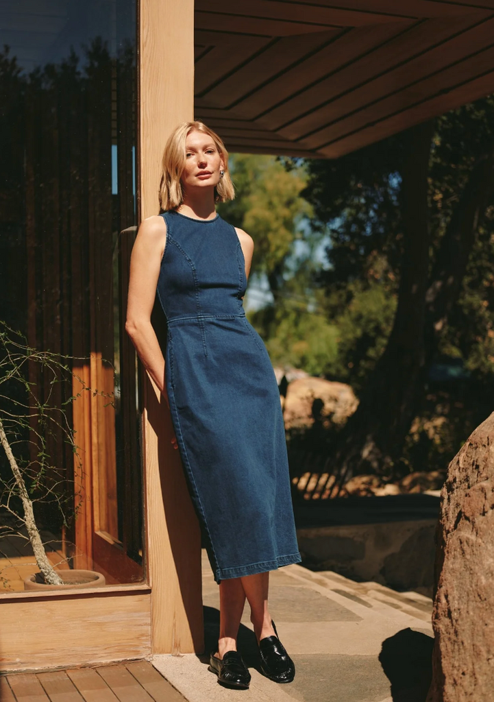 BELLA DAHL ZIP BACK MAXI DRESS - MIDNIGHT ARTIC WASH