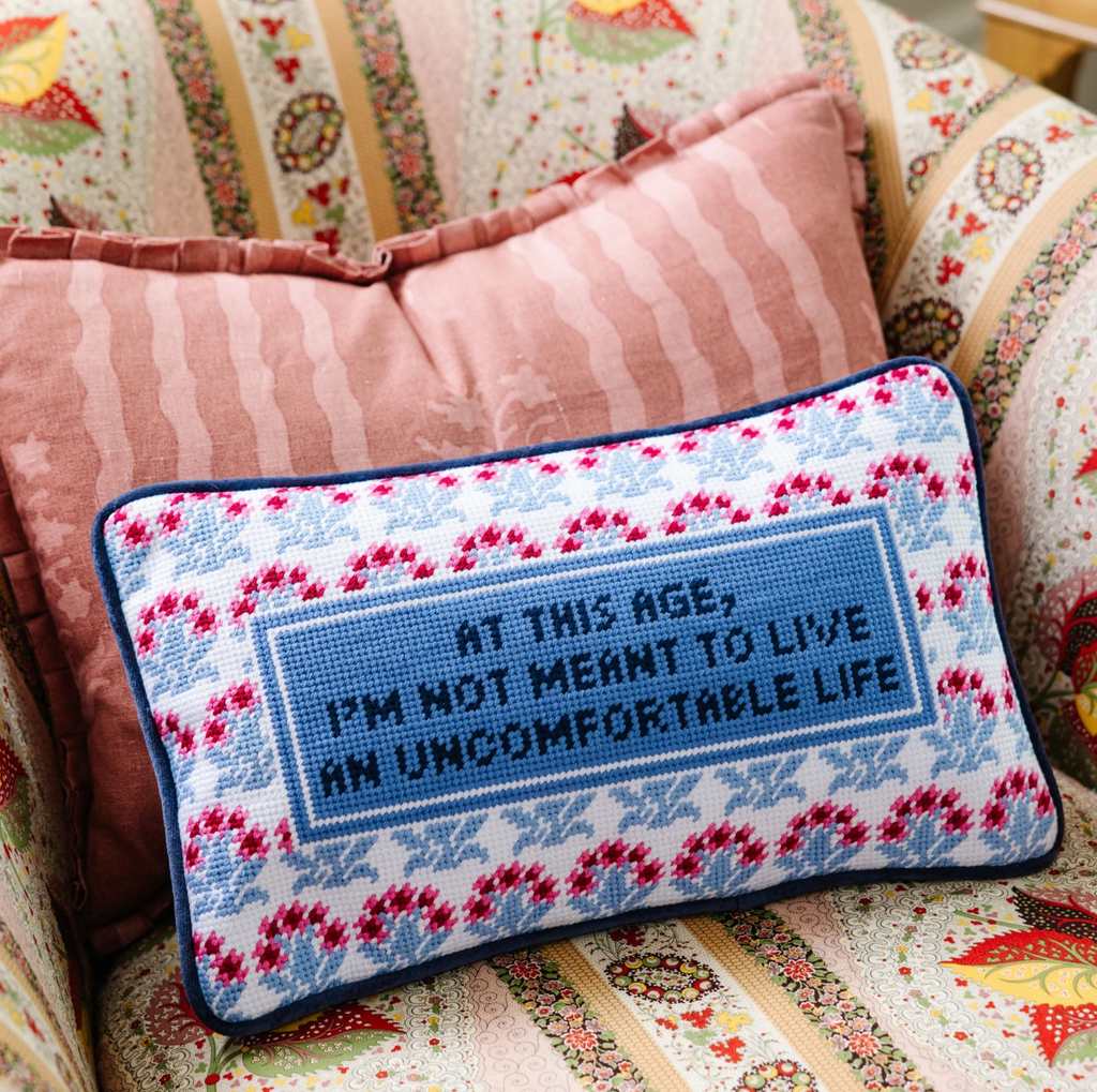 UNCOMFORTABLE NEEDLEPOINT PILLOW