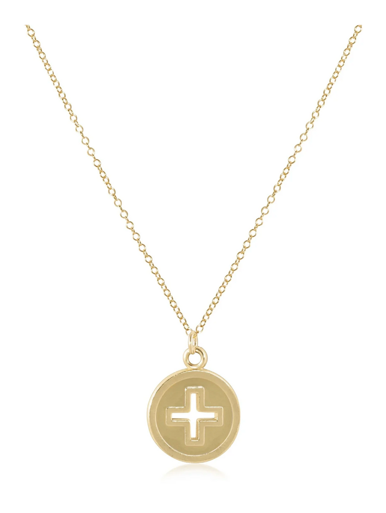 E NEWTON 16'NECKLACE GOLD - SIGNATURE CROSS GOLD DISC