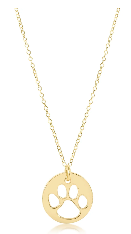 E NEWTON 16" NECKLACE GOLD - PAW PRINT GOLD DISC