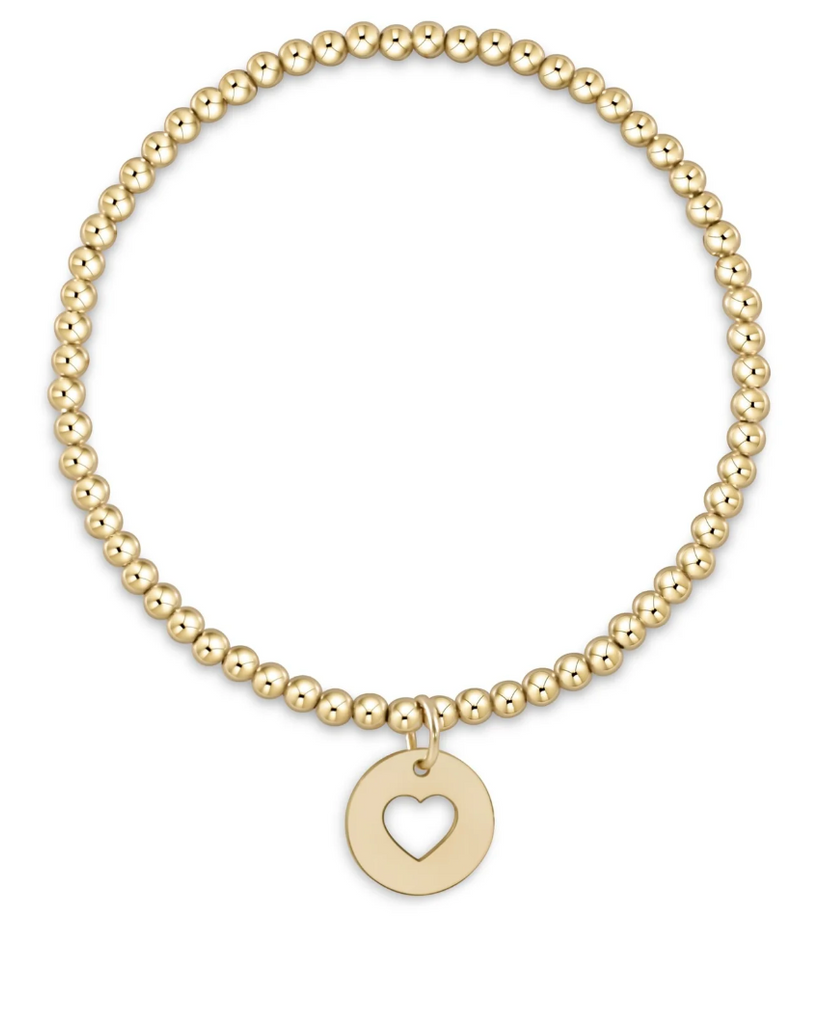 E NEWTON CLASSIC GOLD 3MM BEAD BRACELET - LOVE GOLD DISC