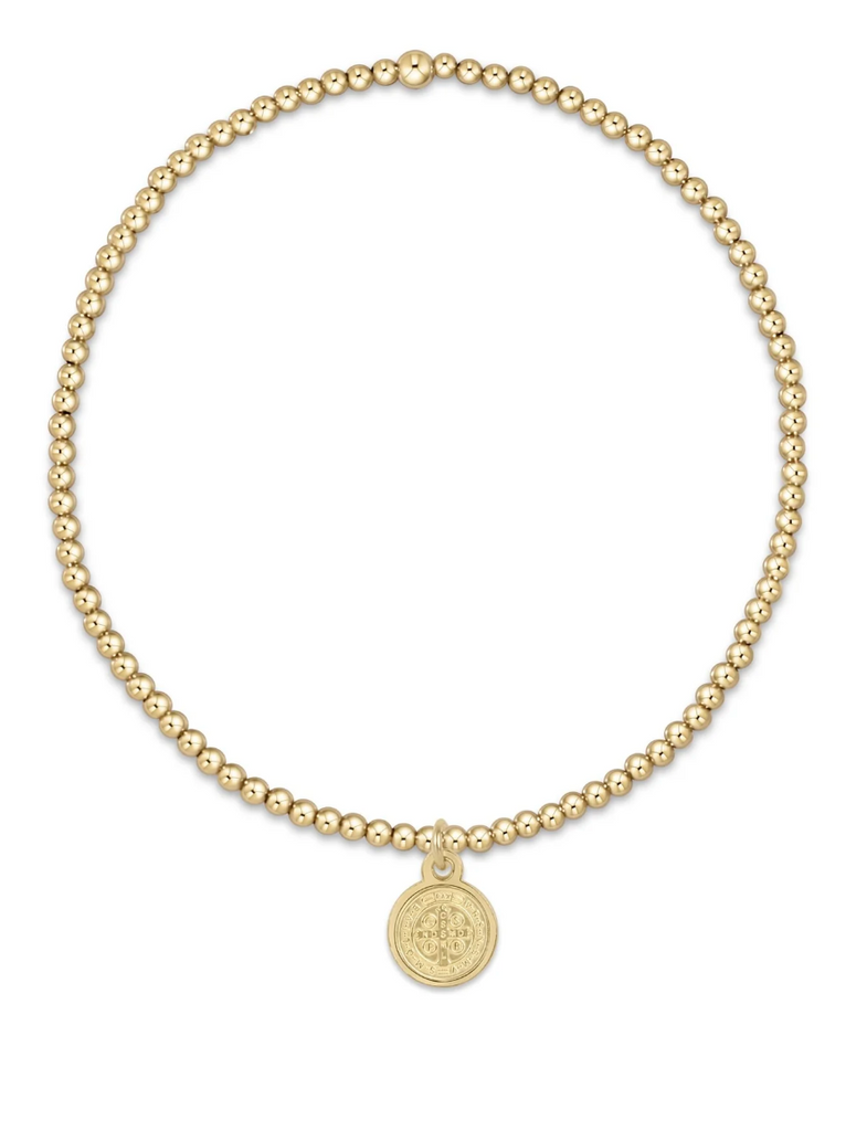 E NEWTON CLASSIC GOLD 2MM BEAD BRACELET - BLESSING SMALL GOLD DISC