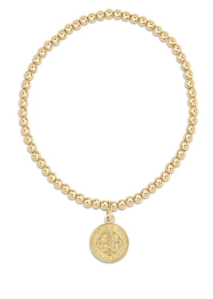E NEWTON CLASSIC GOLD 3MM BEAD BRACELET - BLESSING GOLD DISC