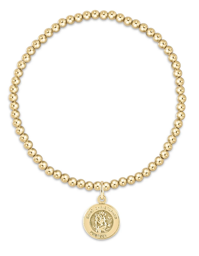 E NEWTON CLASSIC GOLD 3MM BEAD BRACELET - PROTECTION GOLD DISC