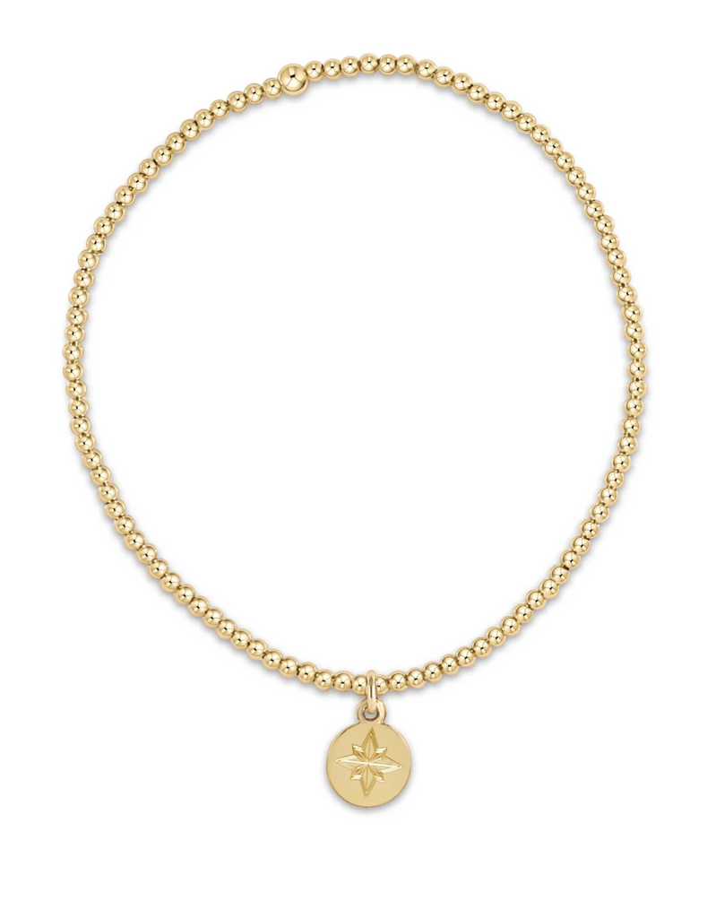 E NEWTON CLASSIC GOLD 2MM BEAD BRACELET - DIRECTION GOLD DISC