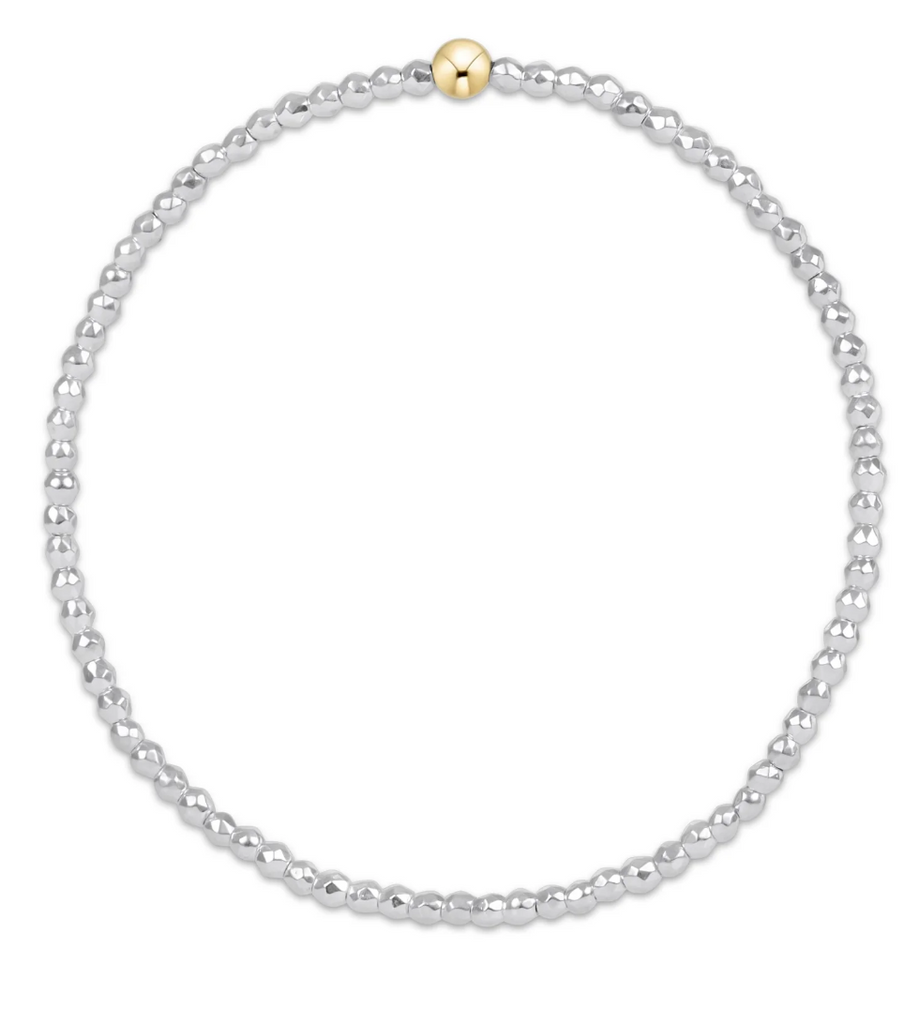 E NEWTON BRIGHT SILVER FACETED HEMATITE 2MM BEAD BRACELET
