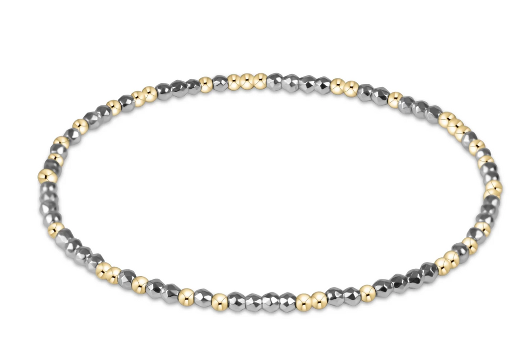 E NEWTON HOPE UNWRITTEN BRIGHT SILVER FACETED HEMATITE 2MM BEAD BRACELET