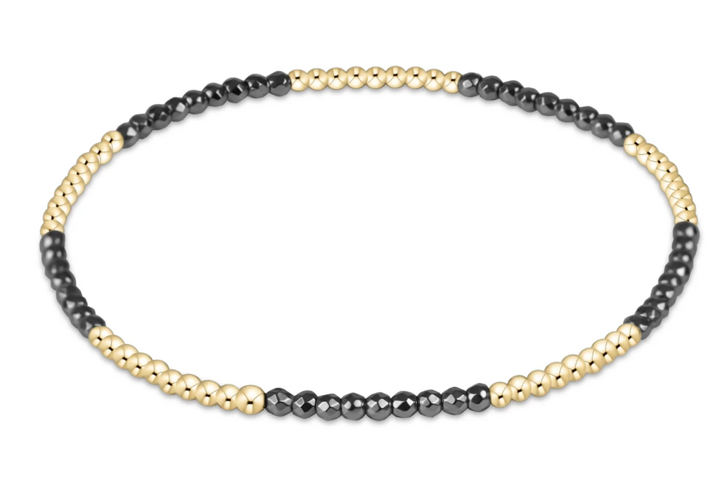 E NEWTON BLISSFUL PATTERN 2MM BEAD BRACELET - SILVER FACETED HEMATITE