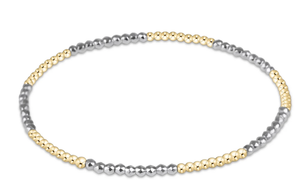 E NEWTON BLISSFUL PATTERN 2MM BEAD BRACELET - BRIGHT SILVER FACETED HEMATITE