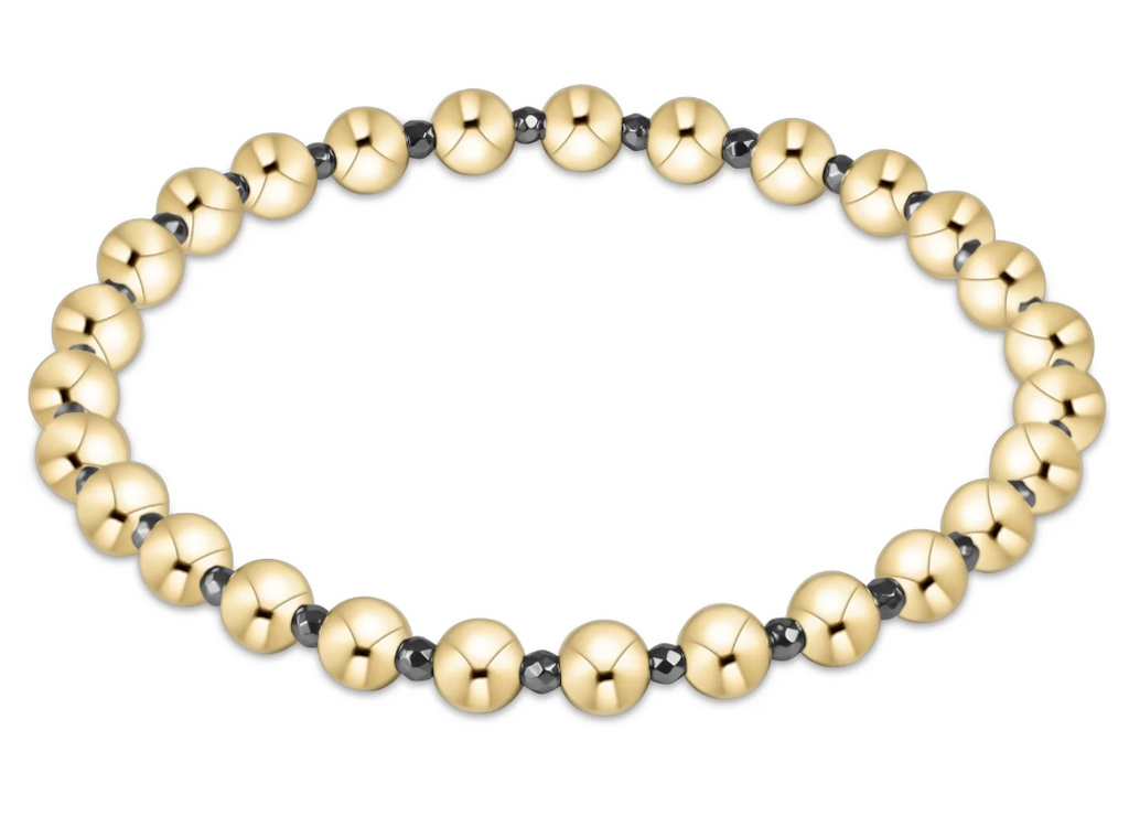 E NEWTON SILVER FACETED HEMATITE GRATEFUL PATTERN 5MM BEAD BRACELET