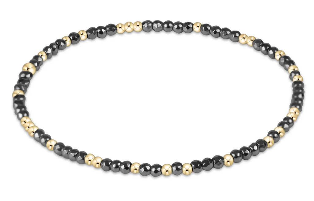E NEWTON HOPE UNWRITTEN SILVER FACETED HEMATITE 2MM BEAD BRACELET