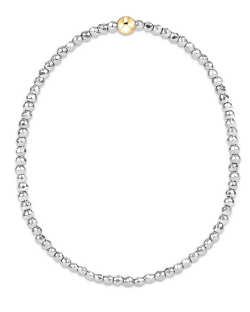 E NEWTON SILVER FACETED HEMATITE 2MM BEAD BRACELET