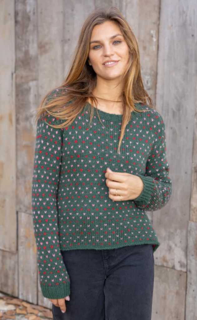 WOODEN SHIPS EMILY CREW CHUNKY - KALE GREEN