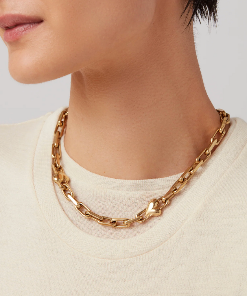 ART HEART CHAIN NECKLACE - GOLD