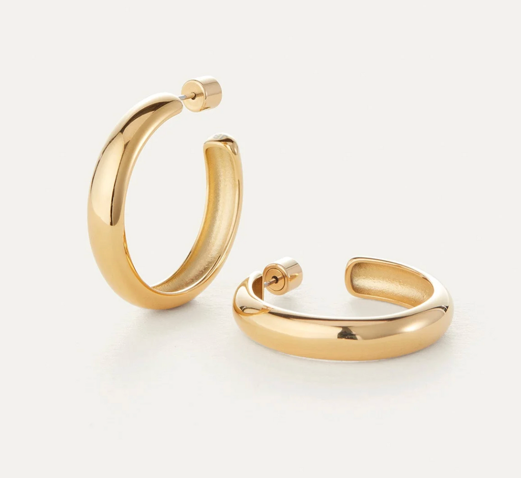STAPLE HOOP EARRINGS - GOLD AND SILVER