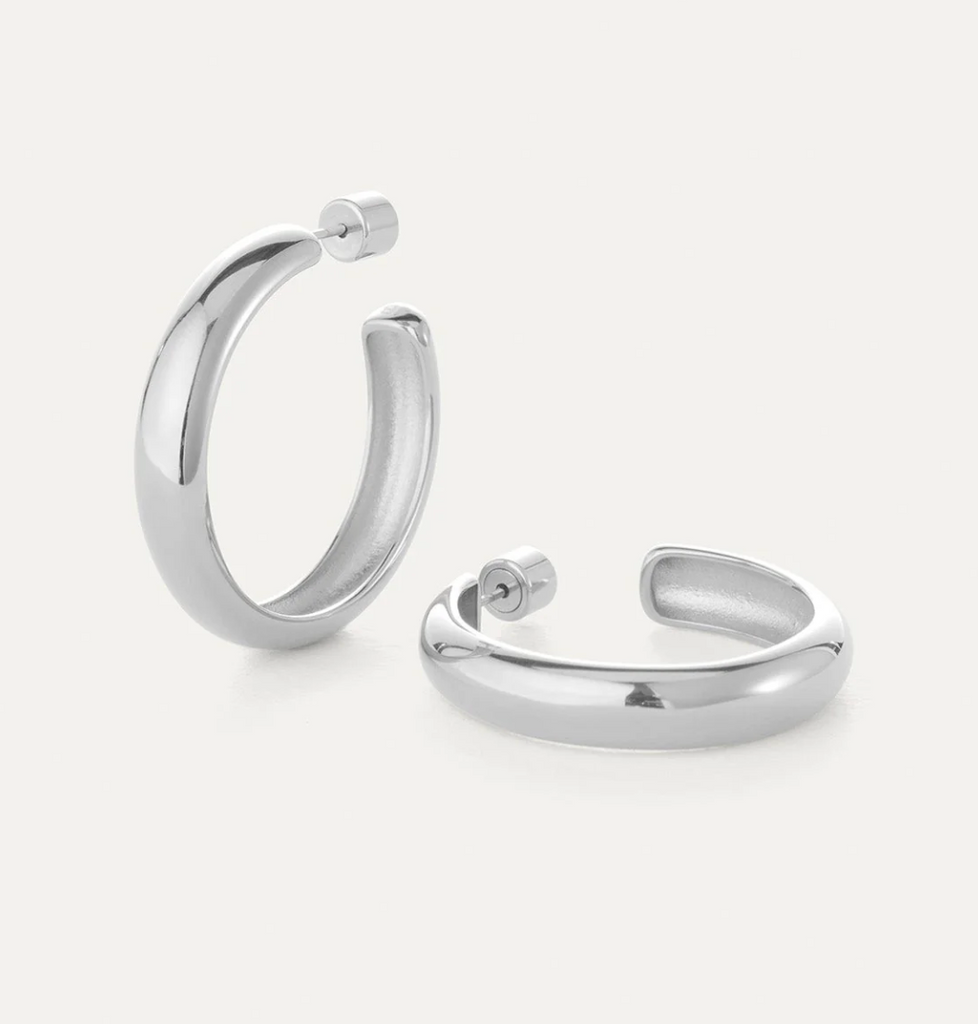 STAPLE HOOP EARRINGS - GOLD AND SILVER