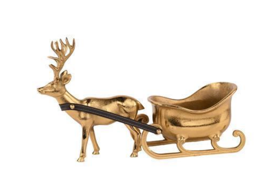 ALUMINUM REINDEER WITH SLEIGH - IN STORE PICK UP ONLY